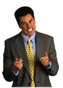 Angry man in a business jacket, illustrating an angry bank customer 